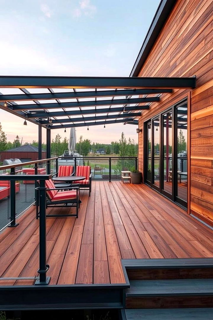Mixed Material Fusion - 22 Partially Covered Deck Ideas