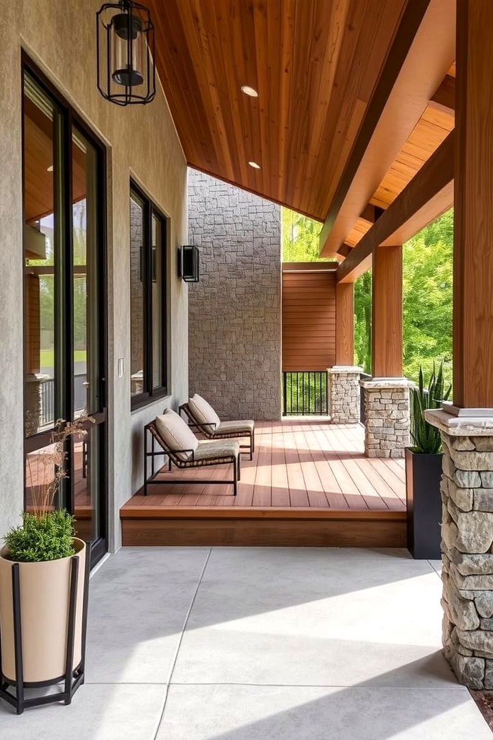 Mixed Material Fusion Designs - 22 Concrete Porch Ideas