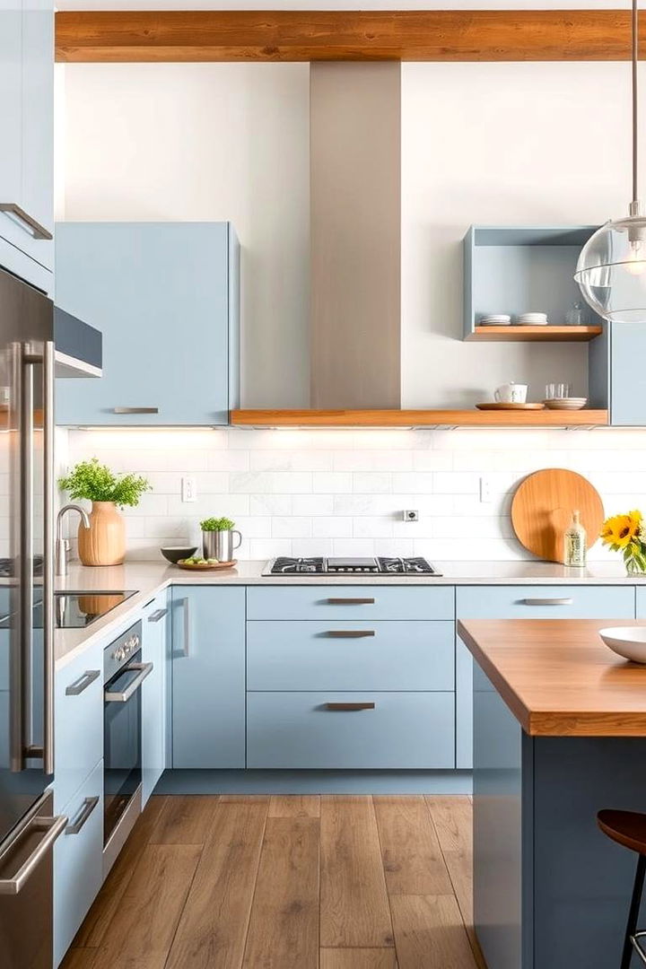 Mixed Material Marvel - 22 Light Blue Kitchen Cabinets Ideas