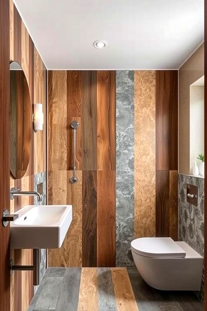 Mixed Material Paneling for Eclectic Fusion - 22 Bathroom Wall Paneling Ideas