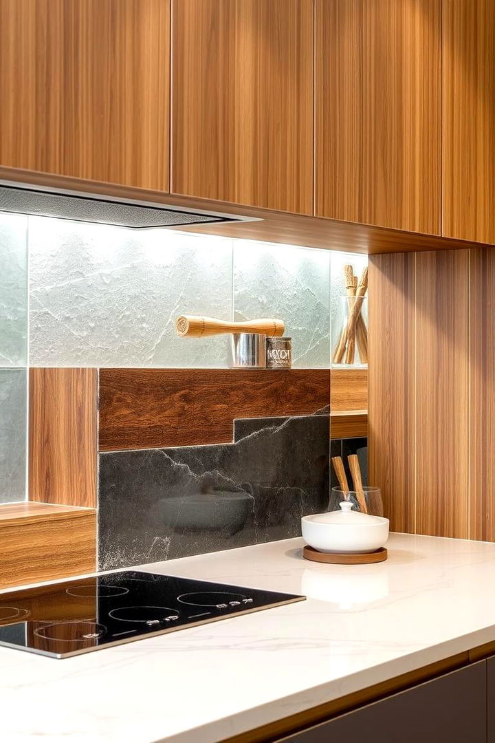 Mixed Material Splashback - 22 Kitchen Splashback Ideas
