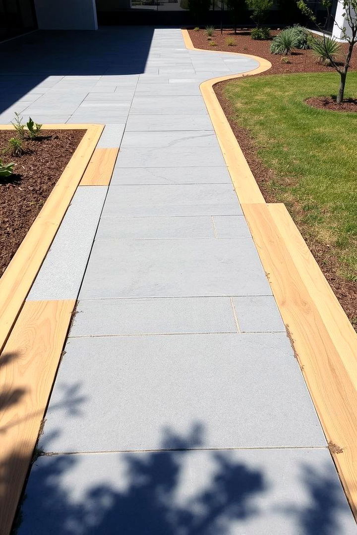 Mixed Material Walkway Bluestone and Wood - 22 Bluestone Walkway Ideas