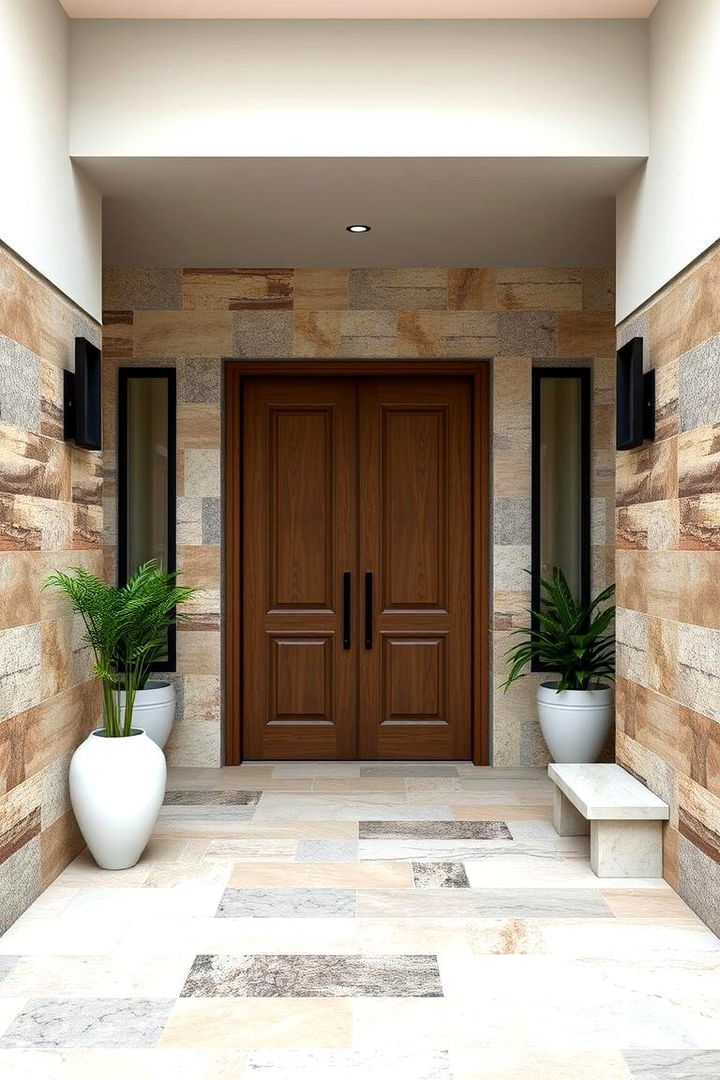 Mixed Materials Combinations - 22 Small Entryway Tile Floor Ideas