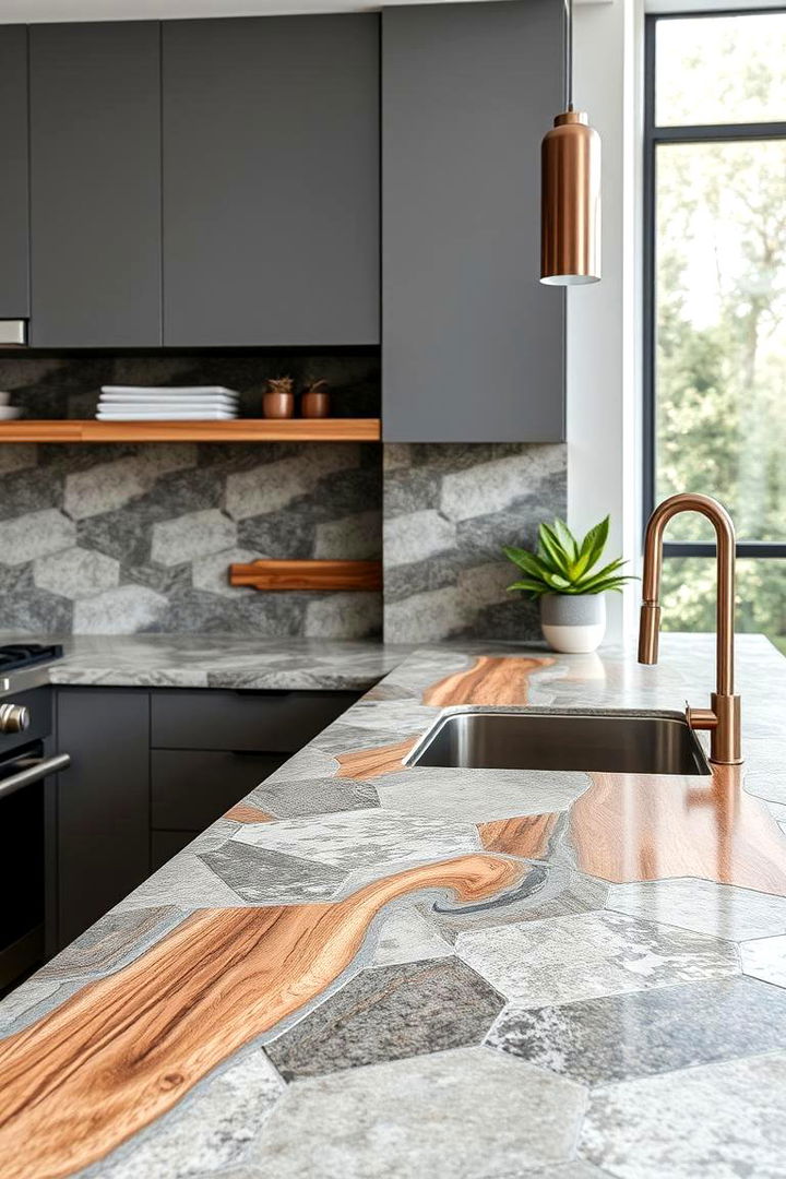 Mixed Materials Countertops - 22 Modern Kitchen Ideas