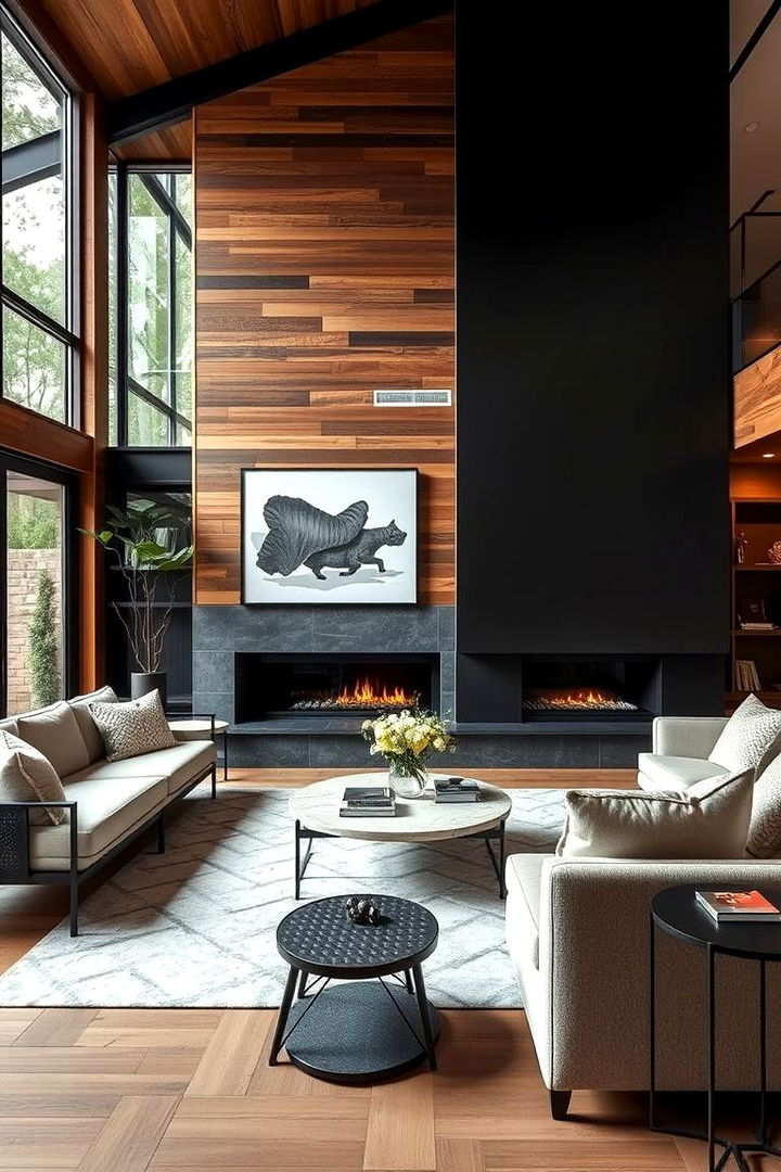 Mixed Materials Design - 22 Living Room Ideas With Sectionals and Fireplace