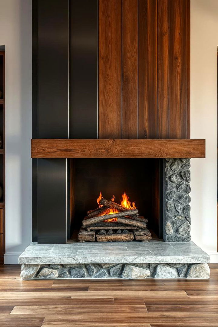 Mixed Materials Design - 22 Farmhouse Fireplace Ideas