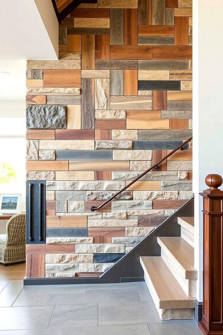 Mixed Materials Fusion - 22 Staircase Wall Ideas