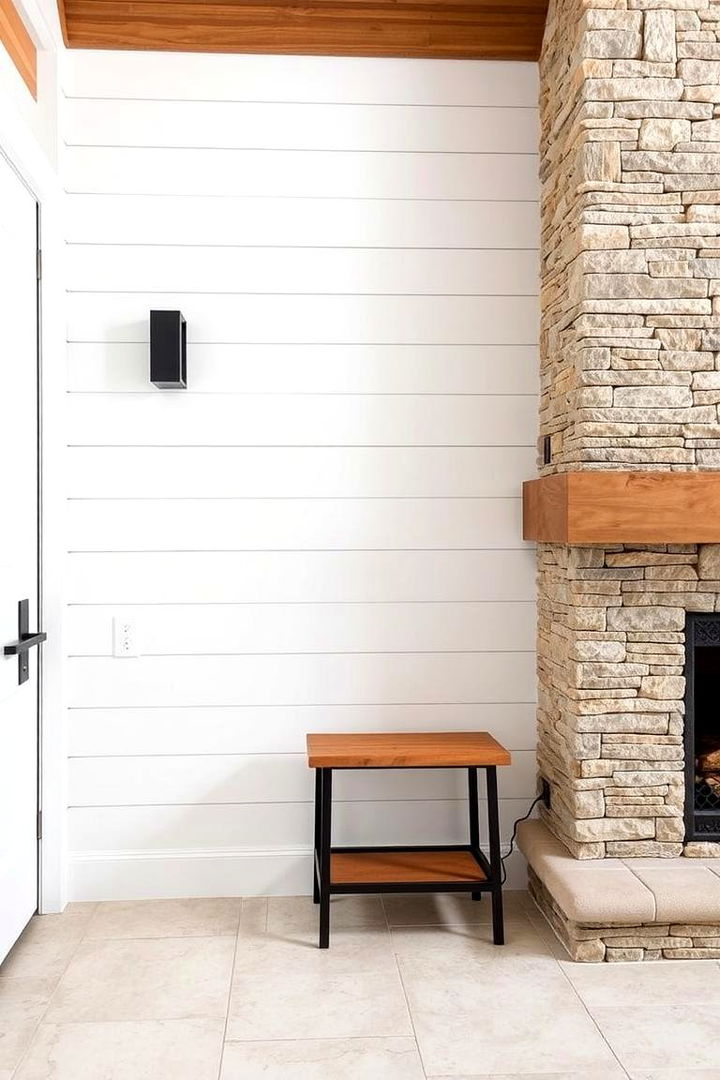 Mixed Materials Harmony - 22 Shiplap Fireplace Ideas