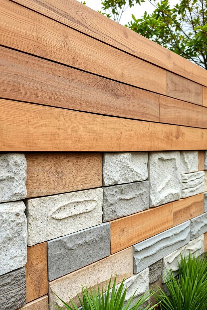 Mixed Materials Integration - 22 Horizontal Fence Ideas