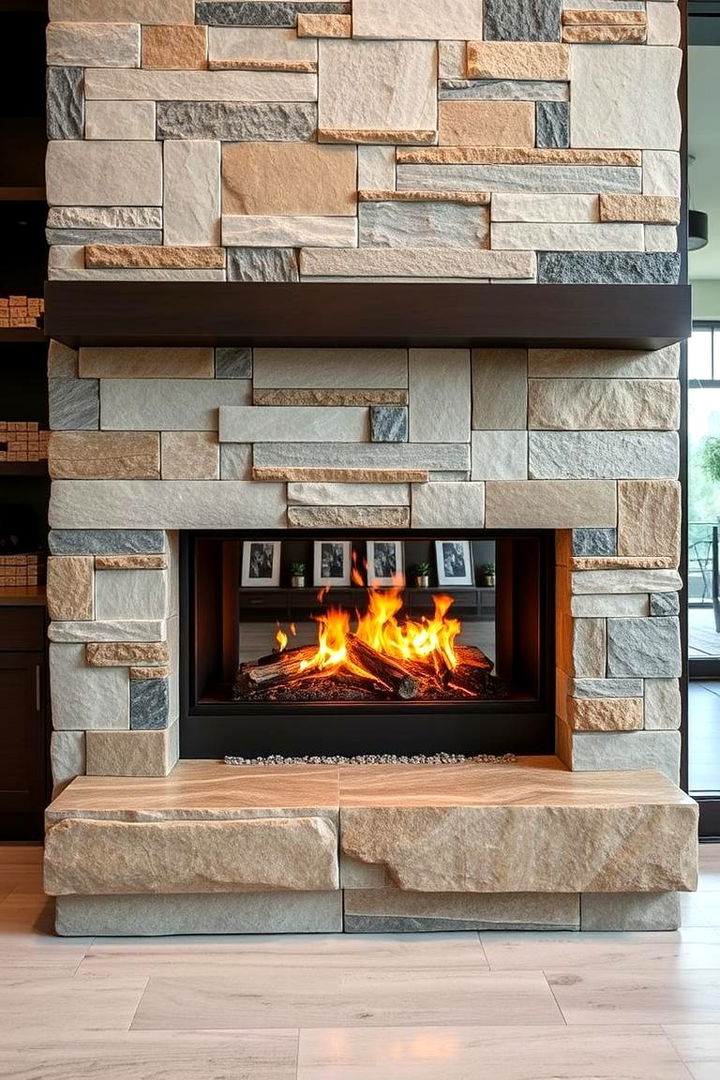 Mixed Materials Modern Fireplace - 22 Modern Fireplace Ideas