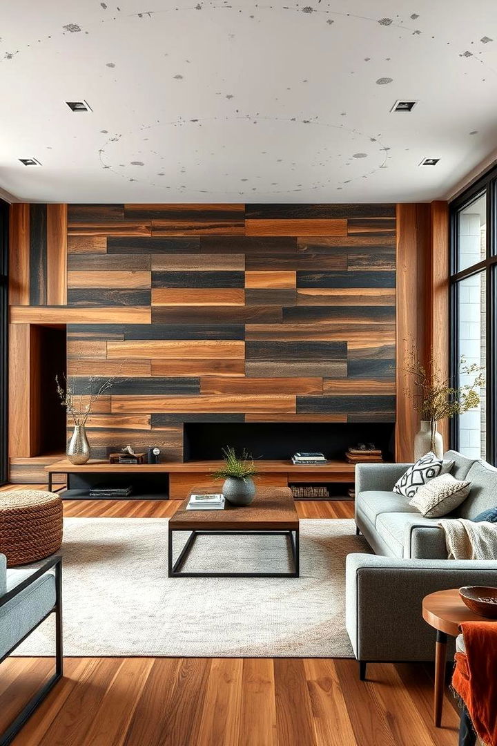 Mixed Materials Wood Metal and Concrete - 22 Industrial Living Room Ideas