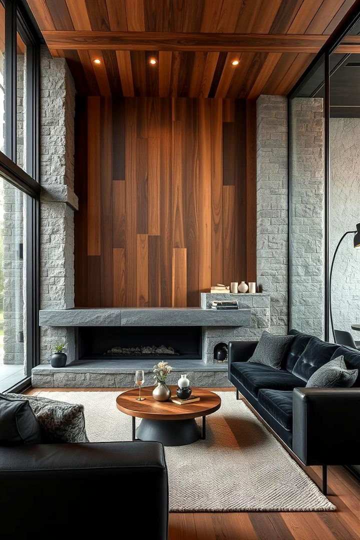 Mixed Materials and Finishes - 22 Moody Living Room Ideas