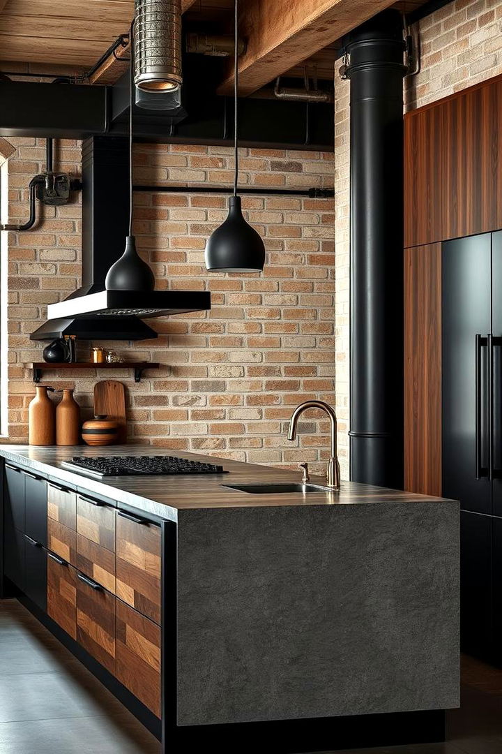 Mixed Materials for Depth - 22 Black and Brown Kitchen Ideas