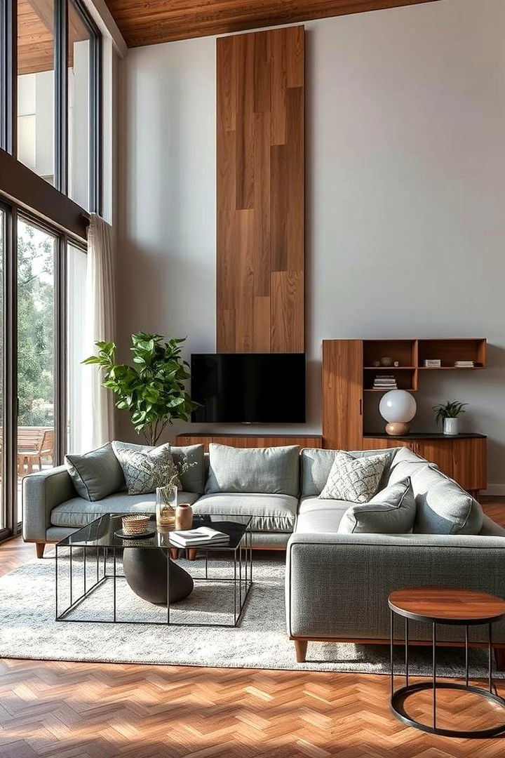 Mixed Materials for Textural Depth - 22 Grey Sectional Living Room Ideas
