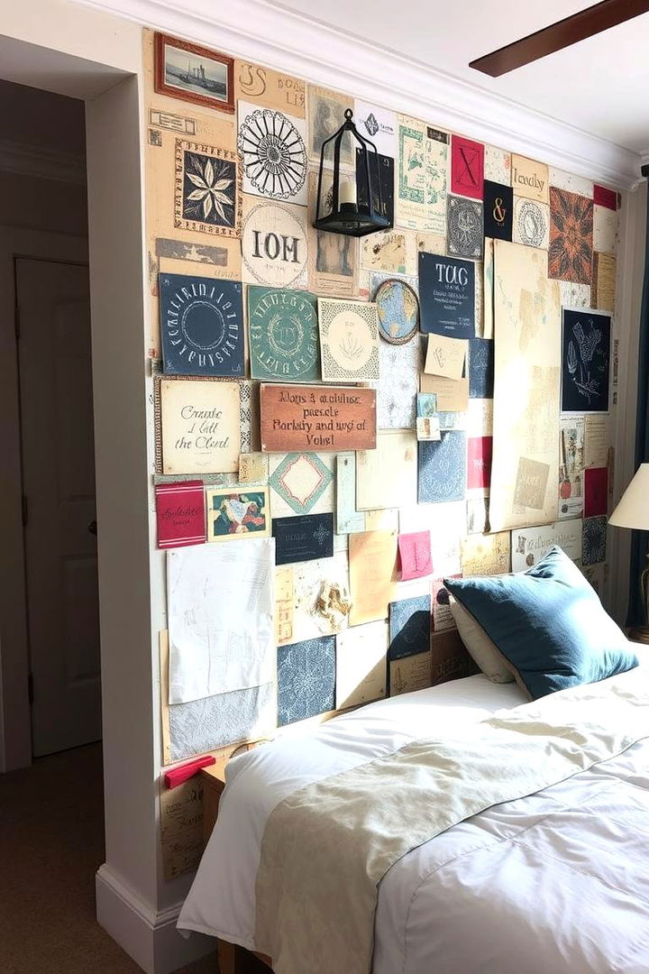 Mixed Media Collage Walls for Eclectic Vibes - 22 Bedroom Wall Painting Ideas