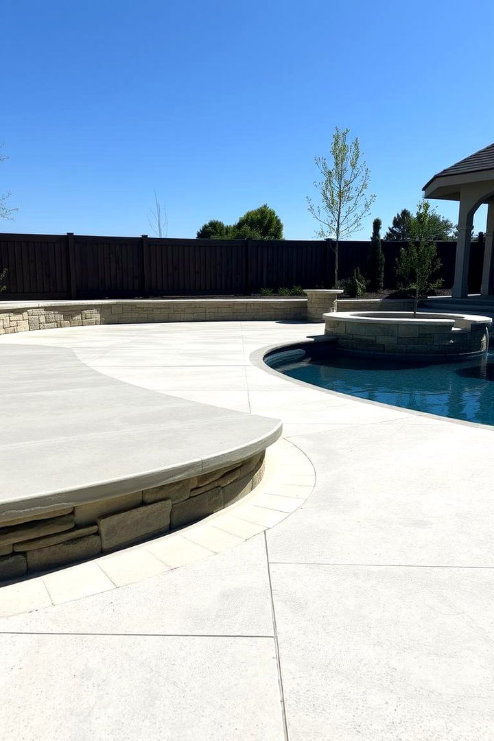 Mixed Media Concrete and Stone - 22 Concrete Pool Deck Ideas