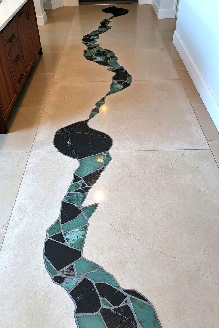 Mixed Media Inlays on Concrete - 22 Concrete Basement Floor Ideas