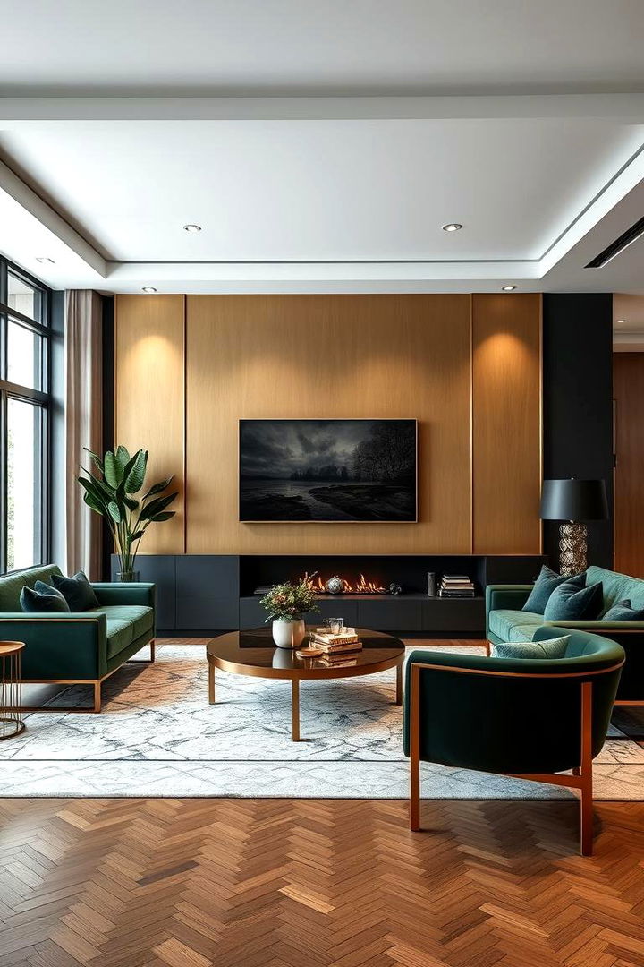 Mixed Metal Finishes - 22 Forest Green Living Room Ideas