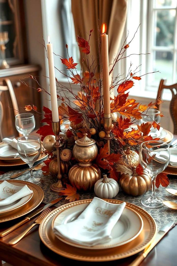 Mixed Metallics Touch - 22 Fall Table Decor Ideas