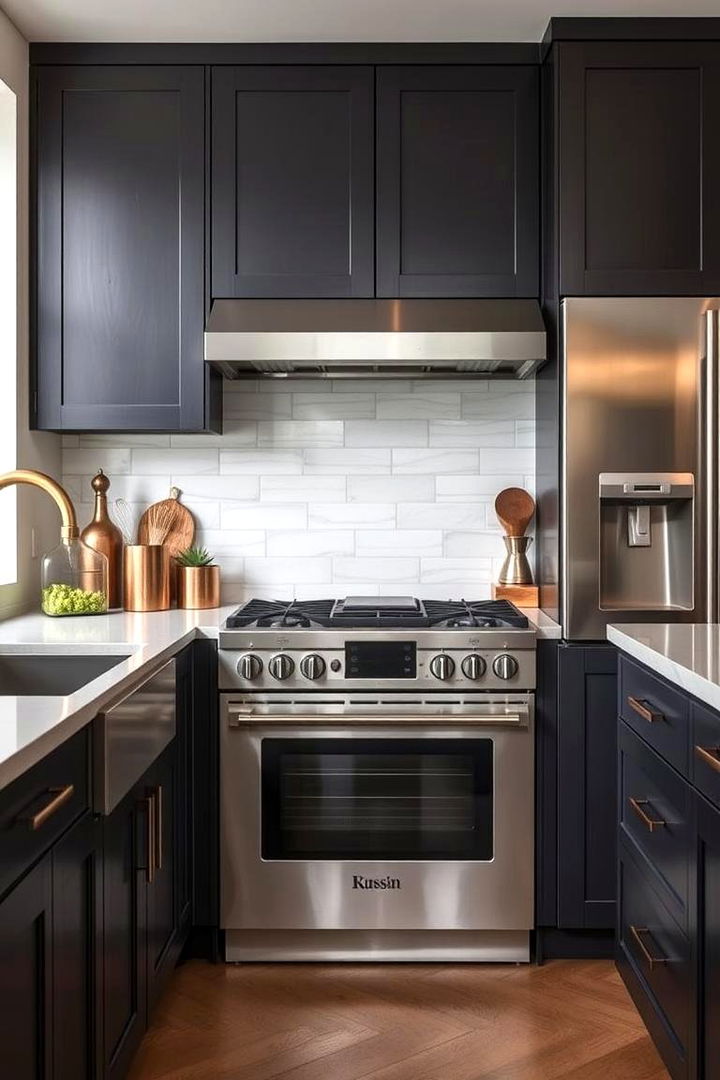 Mixed Metals Kitchen - 22 Dark Kitchen Ideas