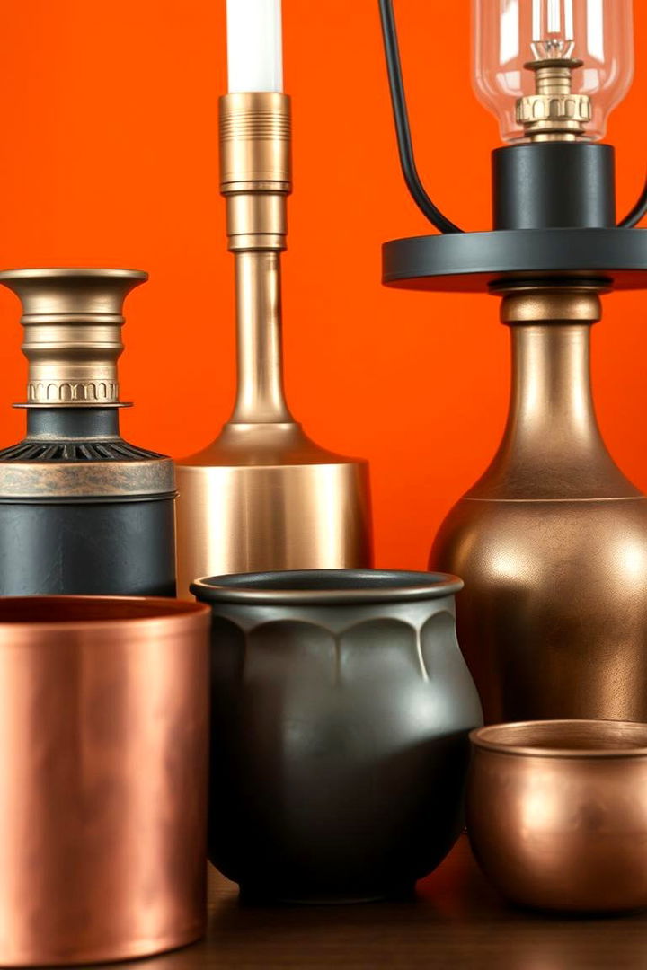 Mixed Metals and Finishes - 22 Boho Burnt Orange Bedroom Ideas