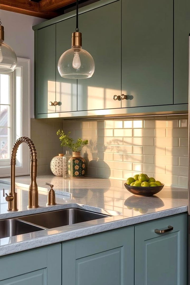 Mixed Metals with Sage Green - 22 Sage Green Kitchen Ideas