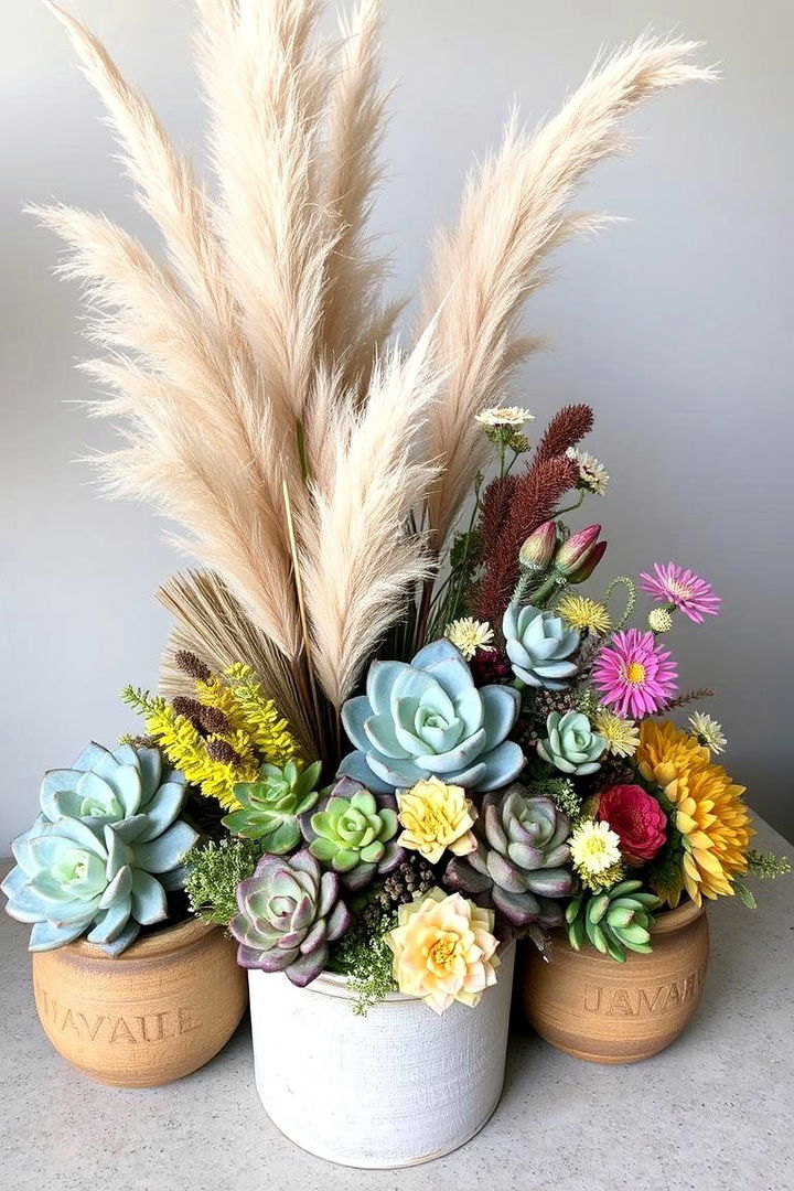 Mixed Natural Elements - 22 Pampas Grass Wedding Decor Ideas