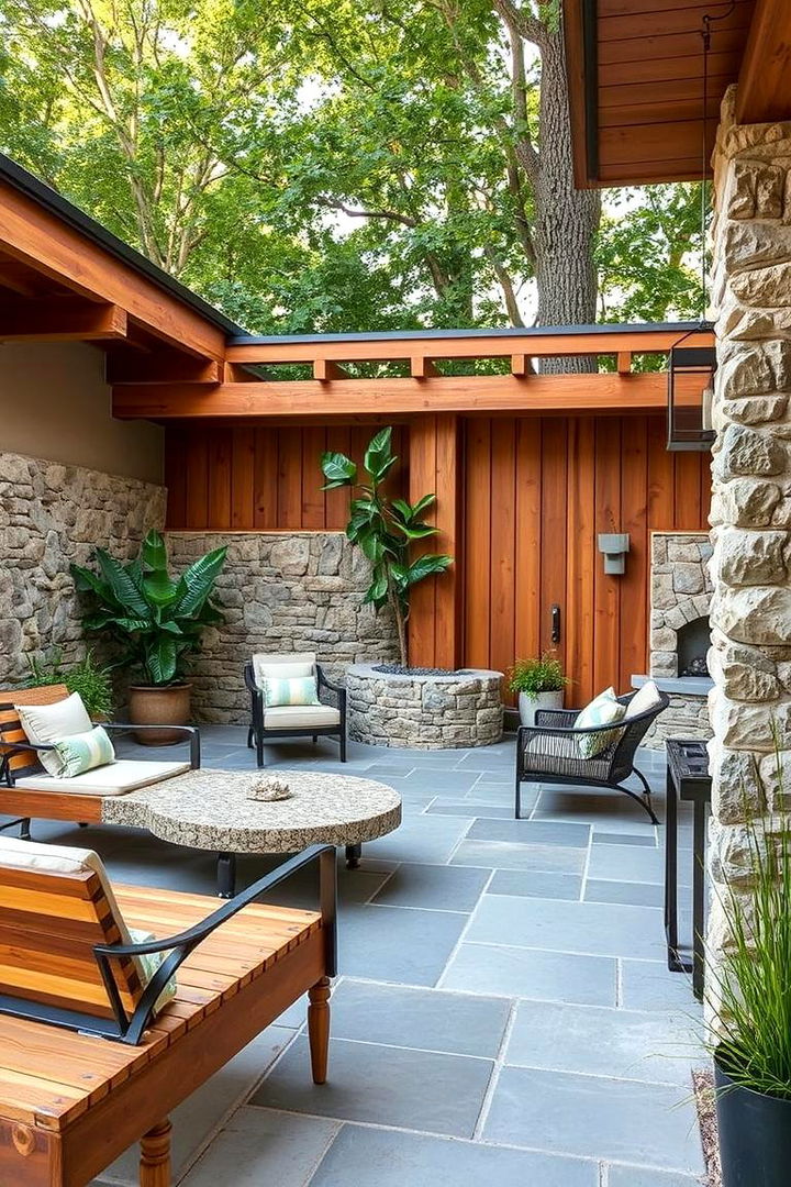 Mixed Natural Materials - 22 Mid-century Modern Patio Ideas