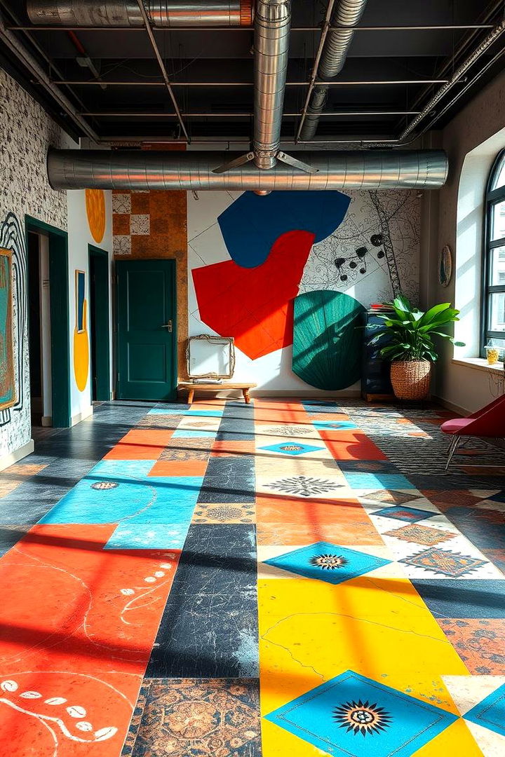 Mixed Pattern Floor Designs - 22 Living Room Flooring Ideas