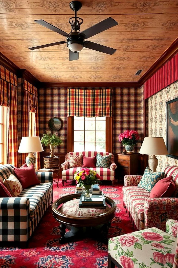 Mixed Pattern Textiles - 22 French Country Living Room Ideas