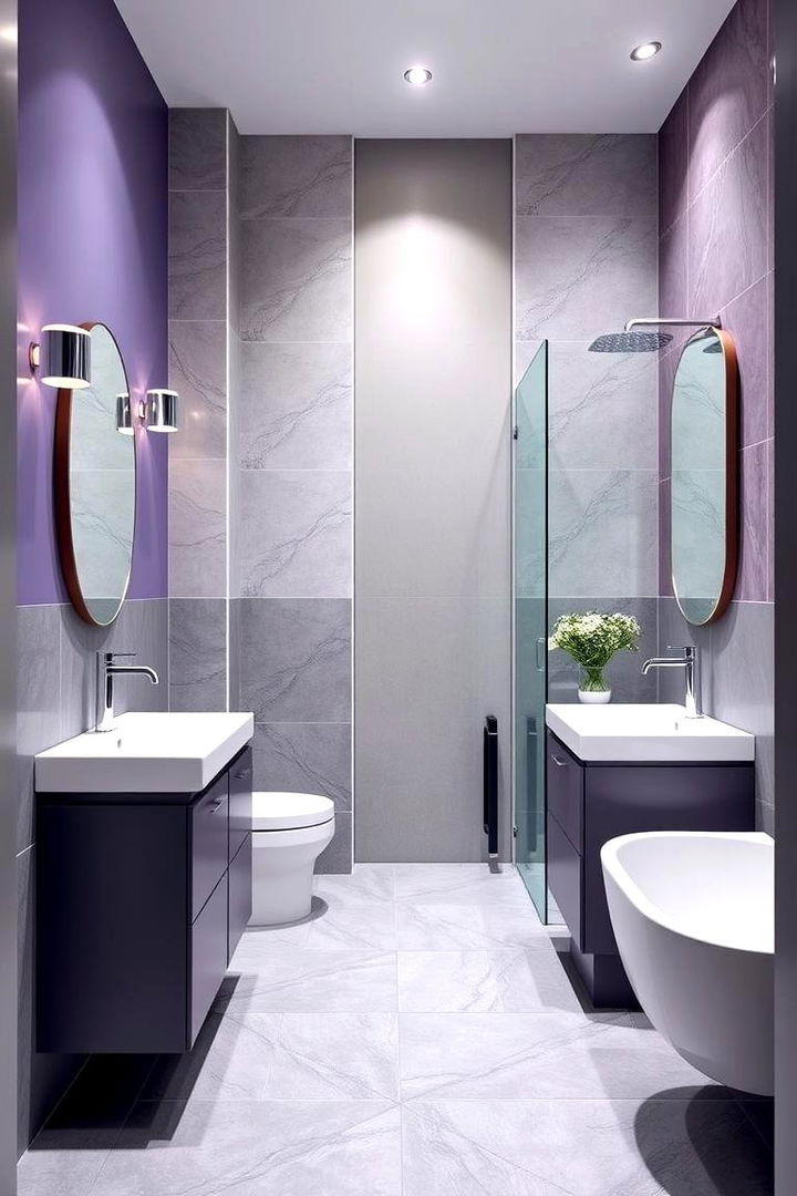 Mixed Purple and Gray Tones - 22 Purple Bathroom Ideas