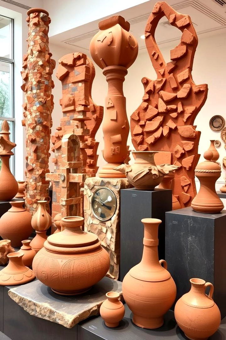 Mixed Terracotta Art Pieces Fusion - 22 terracotta home decor ideas