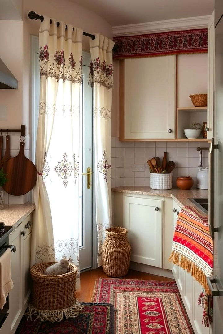 Mixed Textiles Appeal - 22 Boho Kitchen Ideas