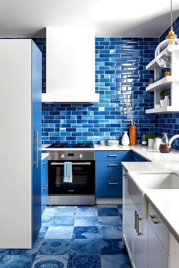 Mixed Textural Blue Inspirations - 22 Blue and White Kitchen Ideas