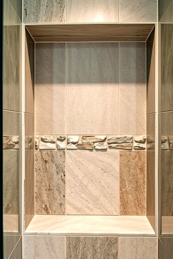 Mixed Texture Niche Design - 22 Shower Niche Ideas