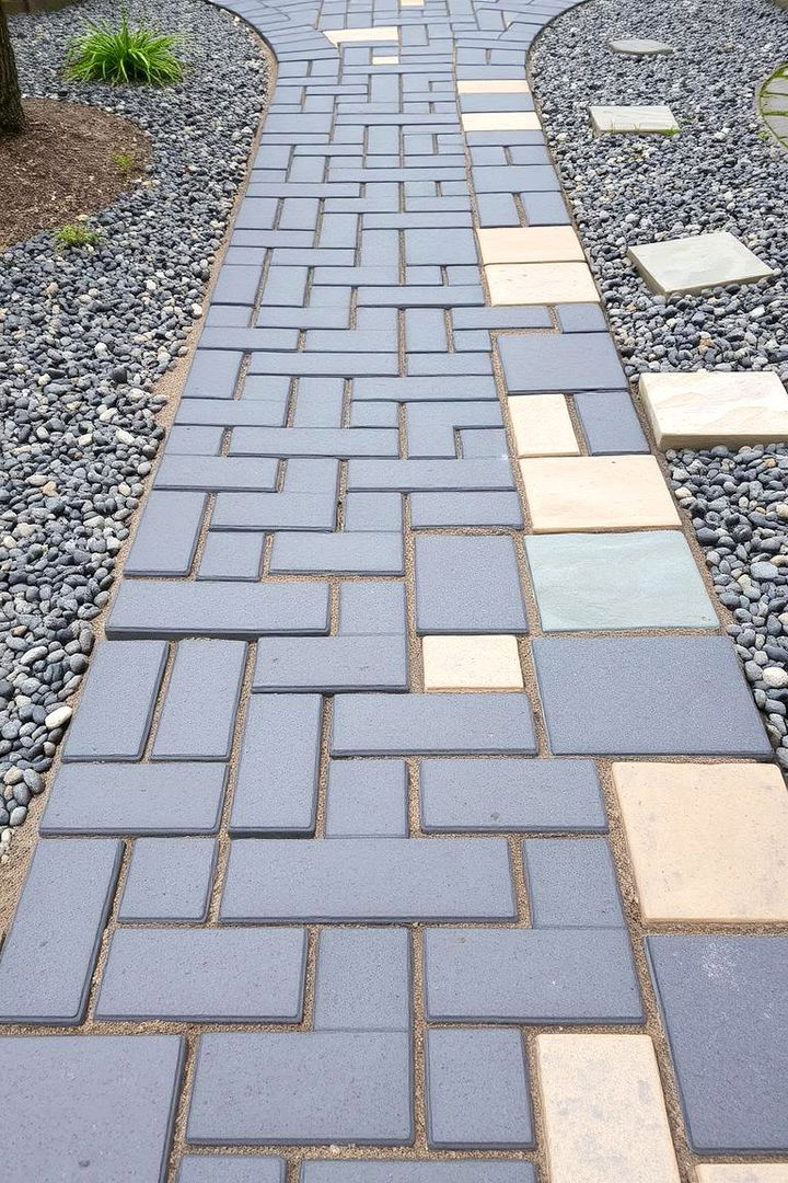 Mixed Texture and Material Fusion - 22 Black Brick Walkway Ideas