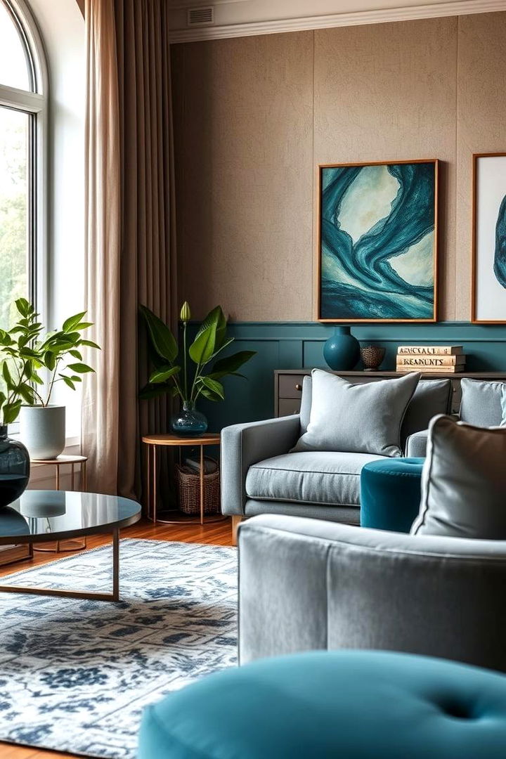 Mixed Textures - 22 Teal and Grey Living Room Ideas