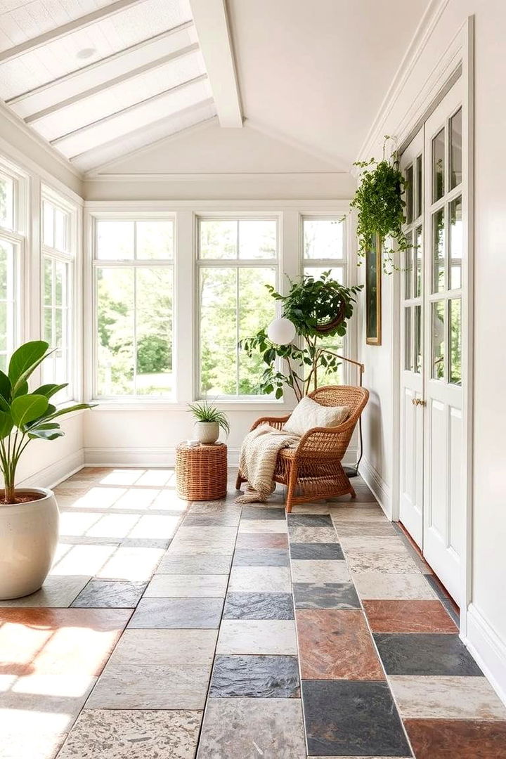 Mixed Textures and Materials - 22 Sunroom Tile Floor Ideas