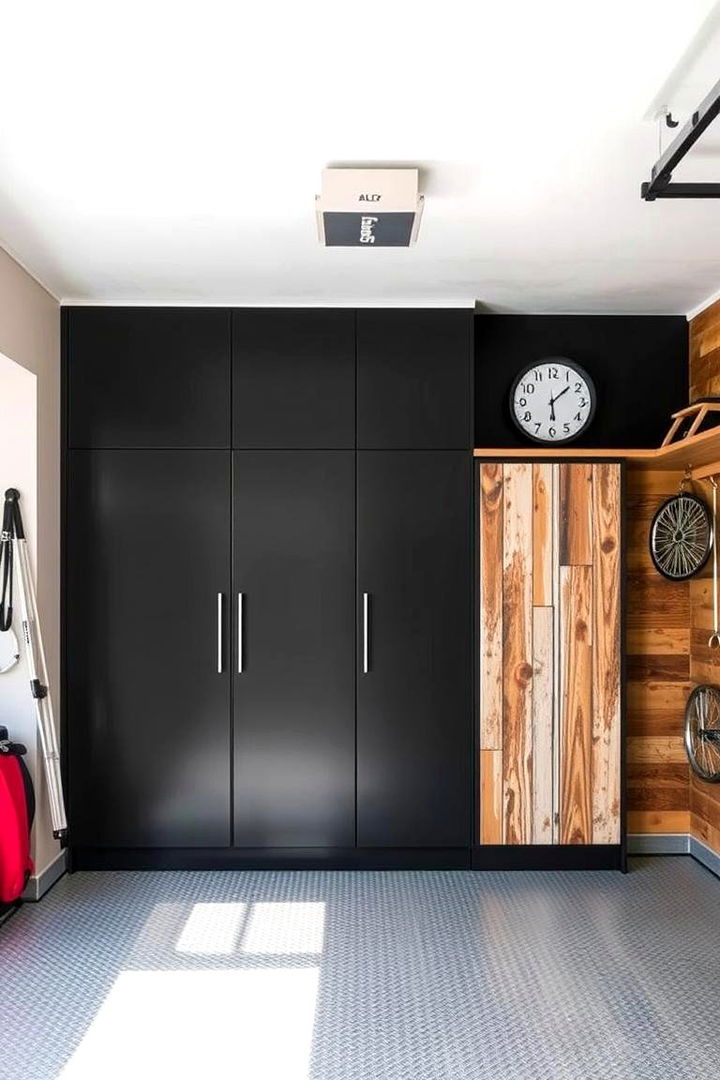 Mixed Textures and Patterns - 22 Black Garage Ideas
