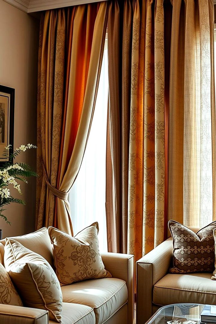 Mixed Textures for a Rich and Layered Look - 22 Living Room Curtain Ideas