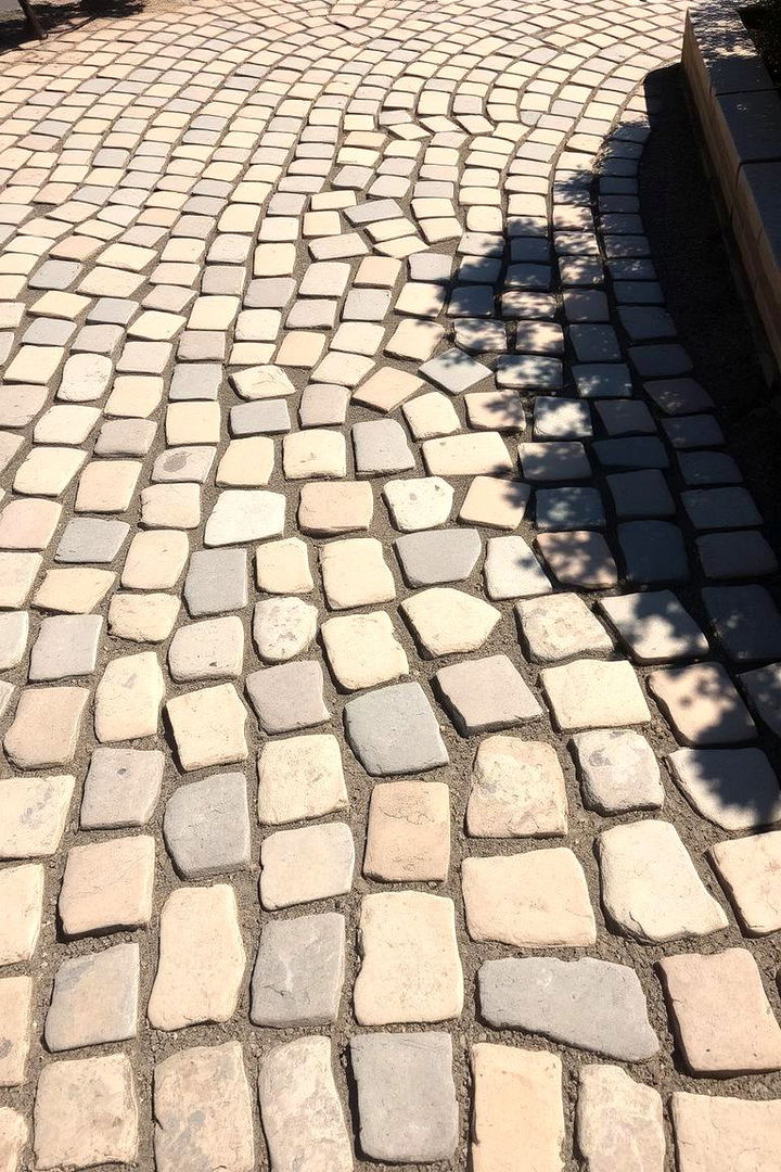 Mixed Tone Cobblestones - 22 Cobble Stone Walkway Ideas