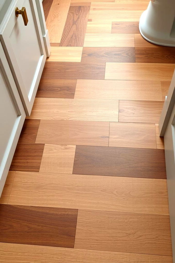 Mixed Wood Tones Appeal - 22 Ideas for Wood Floors in Bathrooms