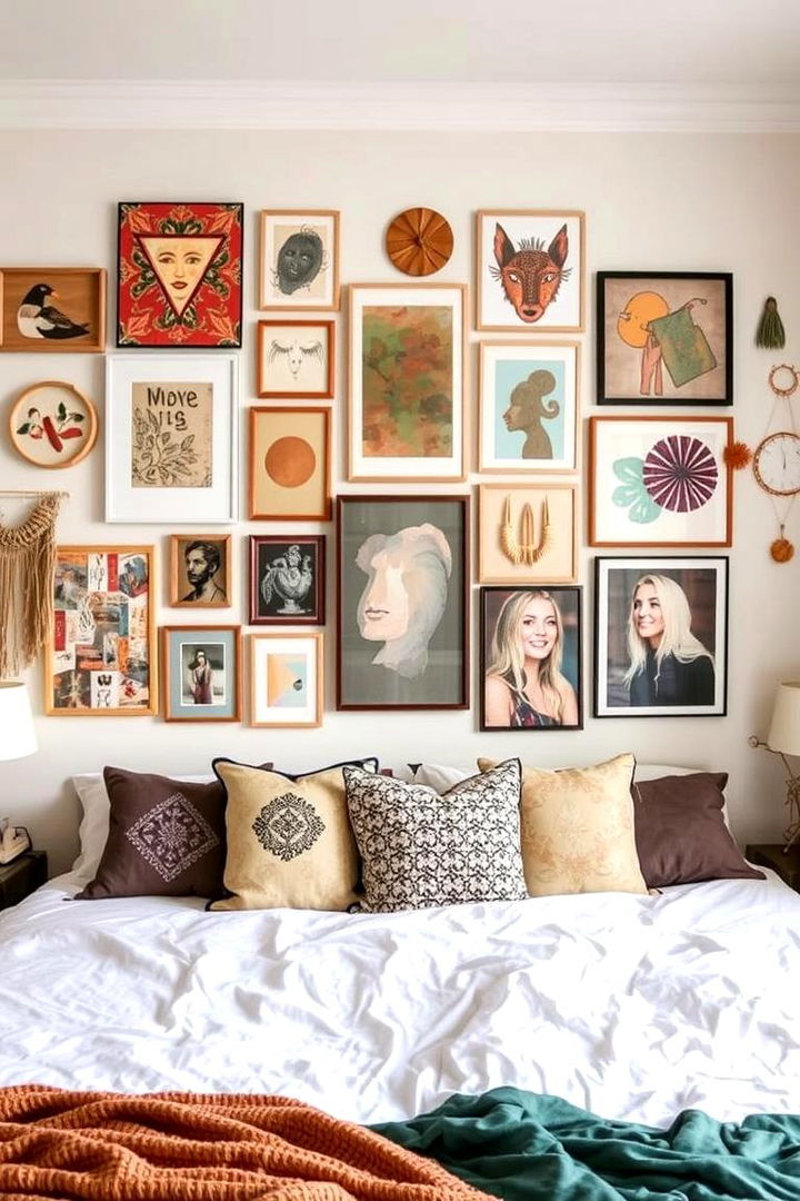 Mixing Eclectic Art Pieces for Character - 22 Small Boho Bedroom Ideas