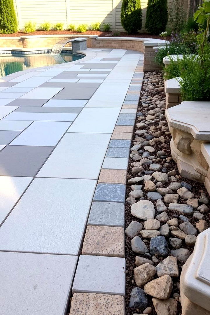 Mixing Materials for Unique Texture - 22 Concrete Pavers Around Pool Ideas