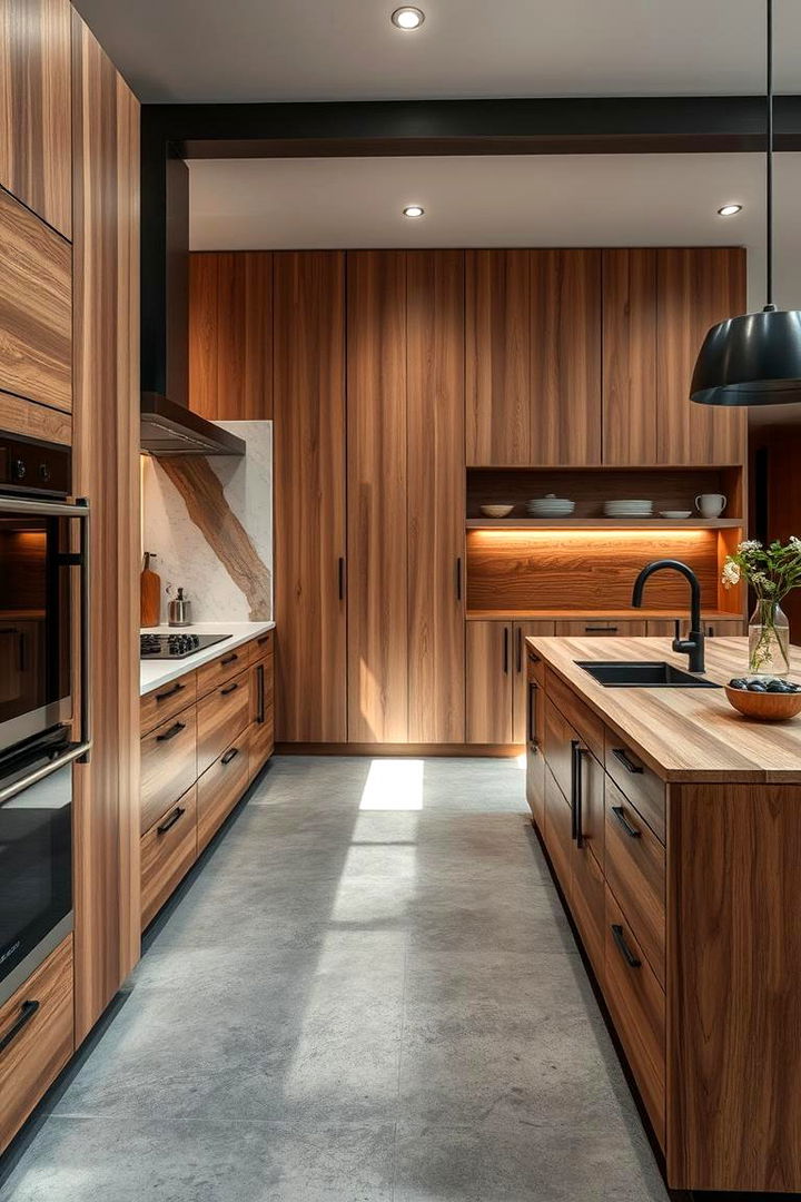 Mixing Natural Materials - 22 Concrete Floor Kitchen Ideas