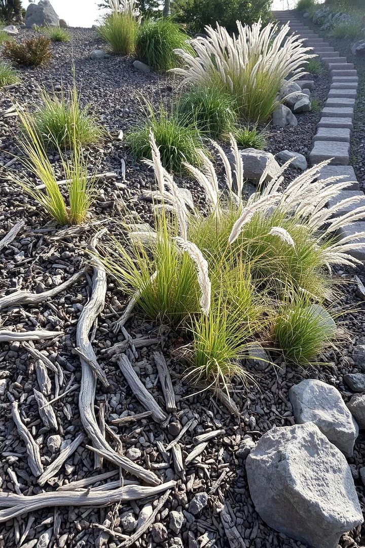 Mixing Texture and Natural Elements - 22 Sloping Garden Design Ideas