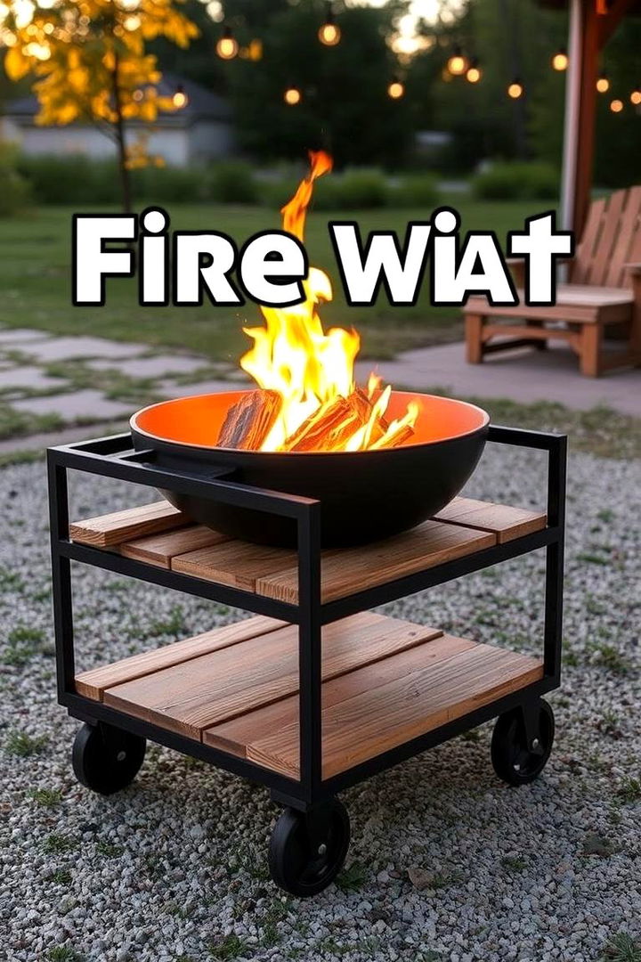 Mobile Fire Pit Cart - 22 Rustic Fire Pit Ideas