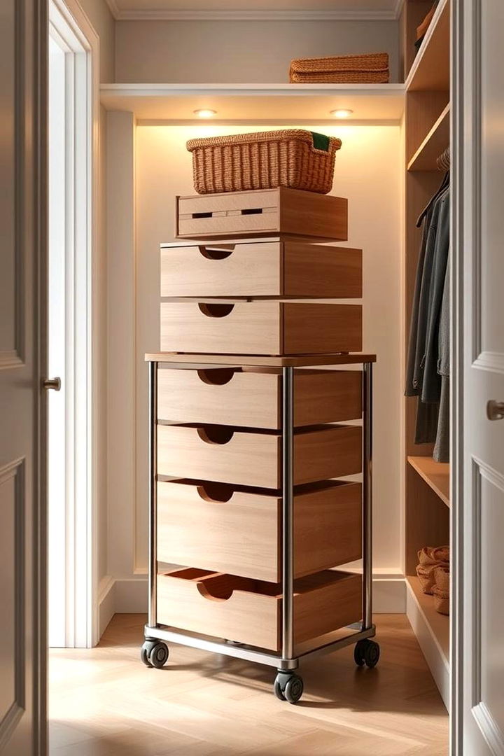 Mobile Rolling Cart Storage - 22 Hall Closet Organization Ideas