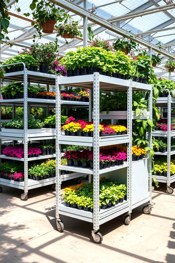 Mobile Shelving Units for Flexibility - 22 Greenhouse Shelving Ideas