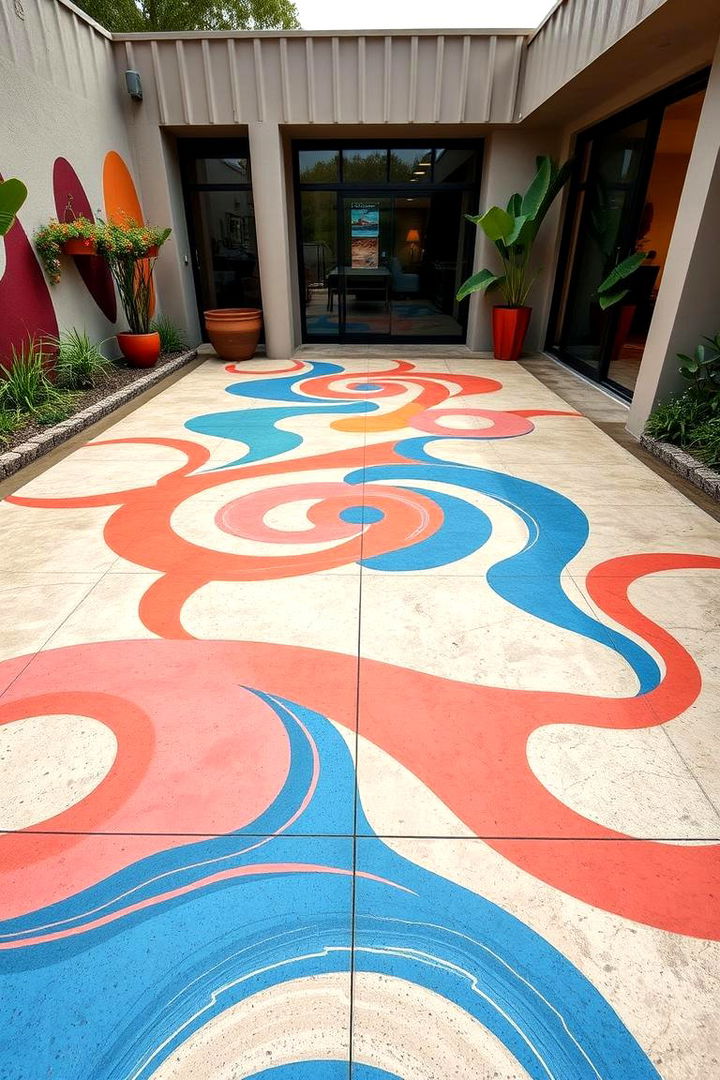 Modern Abstract Art Finishes - 22 Stamped Concrete Patio Ideas